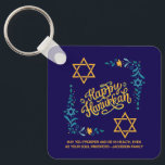HAPPY HANUKKAH Chanukah Keychain<br><div class="desc">Stylish HAPPY HANUKKAH Chanukah Keyring, with CUSTOMIZABLE TEXT, especially designed with the Star of David, corner embroidery and descriptive typography. The Scripture verse at the bottom is CUSTOMIZABLE so you can add your personalized message, eg. your name, family name or organization's name. This Hanukkah Keyring would be a stylish favor...</div>