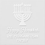Happy Hanukkah Chanukah Lit Menorah Family Name Embosser<br><div class="desc">Lit Hanukkah Chanukah Menorah Name Return Address =======</div>