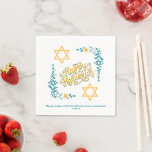 HAPPY HANUKKAH Chanukah Napkins<br><div class="desc">Stylish HAPPY HANUKKAH Chanukah Paper Party Napkins, with CUSTOMIZABLE TEXT, especially designed with the Star of David, corner embroidery and descriptive typography. The Scripture verse at the bottom is CUSTOMIZABLE so you can add your personalized message, eg. your name, family name or organization's name. These Hanukkah Napkins would be a...</div>