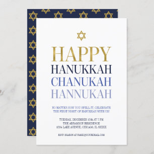 Happy Hanukkah Chanukah Party Invitation Card