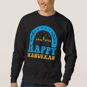 Happy Hanukkah Chanukah Rainbow Menorah Jewish Hol Sweatshirt