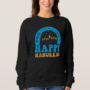 Happy Hanukkah Chanukah Rainbow Menorah Jewish Hol Sweatshirt