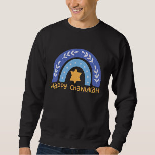Happy Hanukkah Chanukah Rainbow Menorah Jewish Hol Sweatshirt