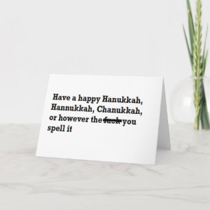 happy hanukkah chanukkah spelling funny holiday card