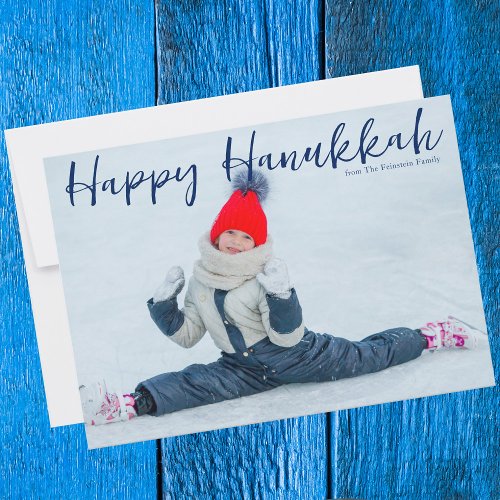 Happy Hanukkah Chic Modern Minimalist Photo Holiday Card