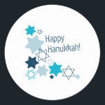 Happy Hanukkah Classic Round Sticker<br><div class="desc">Happy Hanukkah! May this season of beauty and light fill your heart and home with happiness with this Star of David designed by Embroidery patterns!</div>