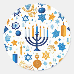 Happy Hanukkah Classic Round Sticker