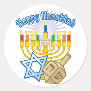 Happy Hanukkah Classic Round Sticker