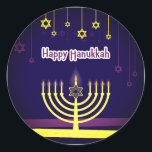 Happy Hanukkah Classic Round Sticker<br><div class="desc">Happy Hanukkah Sticker</div>