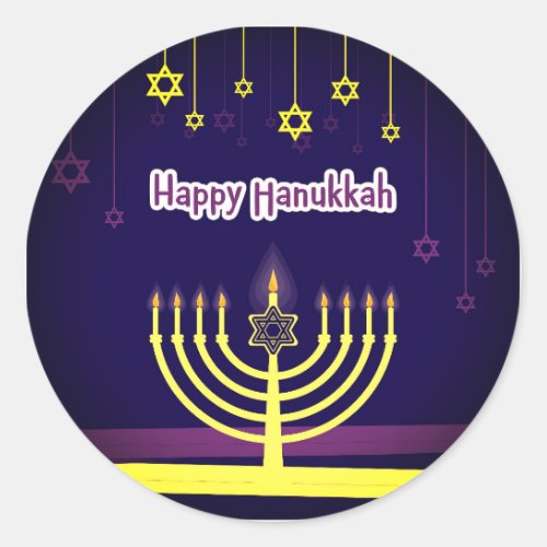 Happy Hanukkah Classic Round Sticker