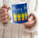 Happy Hanukkah Coffee Mug<br><div class="desc">Symbolize the Miracle of Hanukkah: Our design showcases the nine candles, symbolizing the miracle of Hanukkah. The bright flames set against the deep royal blue are a visual representation of the joy and light this holiday brings. Eight candles symbolize the number of days that the Temple lantern blazed; the ninth,...</div>