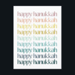 Happy Hanukkah Colorful Elegant Typography Budget Holiday Postcard<br><div class="desc">Celebrate the Festival of Lights with this beautifully designed Hanukkah postcard. Featuring the greeting "Happy Hanukkah" in a modern gradient of soft pastel tones, this card is perfect for sending warm holiday wishes to friends, family, or loved ones. With its minimalist style and gentle colors, this postcard captures the joy...</div>