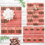 Happy Hanukkah Colorful Menorah Coral Pattern Wrapping Paper Sheets<br><div class="desc">Create your own personalized Happy Hanukkah gift wrap assortment in colorful coral pink with your name for unique wrapping paper for your Festival Of Lights celebration. Perfect for kids of all ages, and adults too, each of these three sheets of Chanukah gift wrap features a different design of a colorful...</div>