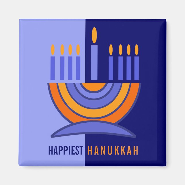 Happy Hanukkah. Colorful Menorah Gift  Magnet (Front)