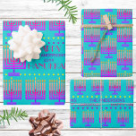 Happy Hanukkah Colorful Menorah Turquoise Pattern Wrapping Paper Sheets<br><div class="desc">Create your own personalized Happy Hanukkah gift wrap assortment in colorful turquoise blue with your name for unique wrapping paper for your Festival Of Lights celebration. Perfect for kids of all ages, and adults too, each of these three sheets of Chanukah gift wrap features a different design of a colorful...</div>