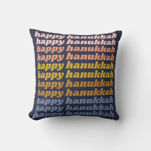 Happy Hanukkah Colorful Typography Design Throw Pillow