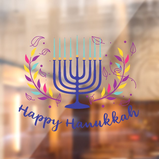 Happy Hanukkah Colorful Window Cling (Sheet 2)