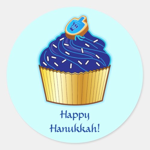 Happy Hanukkah Cupcake with Cookie Classic Round Sticker
