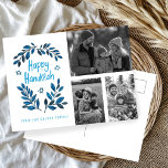Happy Hanukkah CUSTOM 3 PHOTOS Holiday Postcard<br><div class="desc">Hope you like this holiday design. Add your own photos and text to the front by clicking "Personalize this template". Be sure to arrange your photos under the "group" which creates the white border. Everything is adjustable. Add text to the back too and change the background colors. Check my shop...</div>