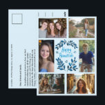 HAPPY HANUKKAH CUSTOM 6 PHOTO Holiday Postcard<br><div class="desc">Hope you like this holiday design. Click "personalize" to edit and add your own photos and text to the front and back. Check my shop for more matching items like stickers, mugs, towels, wrapping paper as well as other holiday patterns. Thanks for shopping with me! if you'd like something custom...</div>