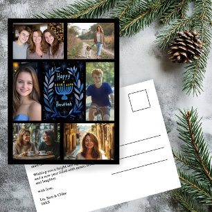 HAPPY HANUKKAH CUSTOM 6 PHOTO Holiday Postcard