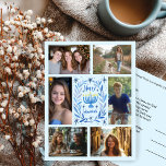 HAPPY HANUKKAH CUSTOM 6 PHOTO Holiday Postcard<br><div class="desc">Hope you like this holiday design. Click "personalize" to edit and add your own photos and text to the front and back. Check my shop for more matching items like stickers, mugs, towels, wrapping paper as well as other holiday patterns. Thanks for shopping with me! if you'd like something custom...</div>