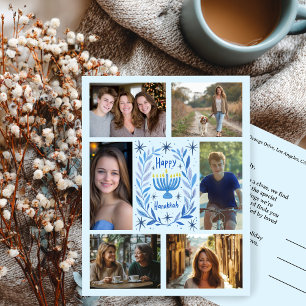 HAPPY HANUKKAH CUSTOM 6 PHOTO Holiday Postcard