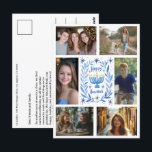 HAPPY HANUKKAH CUSTOM 6 PHOTO Holiday Postcard<br><div class="desc">Hope you like this holiday design. Click "personalize" to edit and add your own photos and text to the front and back. Check my shop for more matching items like stickers, mugs, towels, wrapping paper as well as other holiday patterns. Thanks for shopping with me! if you'd like something custom...</div>