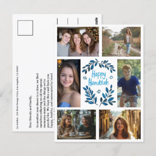 HAPPY HANUKKAH CUSTOM 6 PHOTO Holiday Postcard