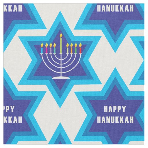 Happy Hanukkah custom background and tile Fabric