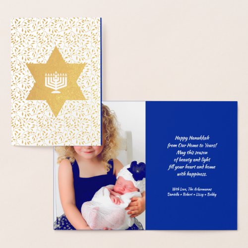 Happy Hanukkah Custom Photo Luxury Foil Card