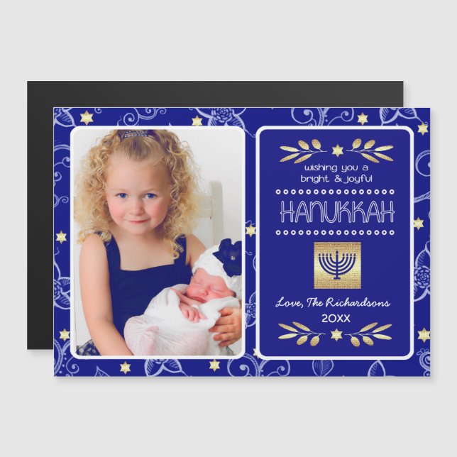 Happy Hanukkah. Custom Photo Magnetic Card (Front/Back)