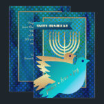 Happy Hanukkah. Customizable Greeting Cards<br><div class="desc">Happy Hanukkah! Menorah and Peace Dove Design Customizable Hanukkah Greeting Cards / Hanukkah Celebration Invitations with personalized text. Matching cards,  postage stamps and other products available in the Jewish Holidays / Hanukkah Category of our store.</div>