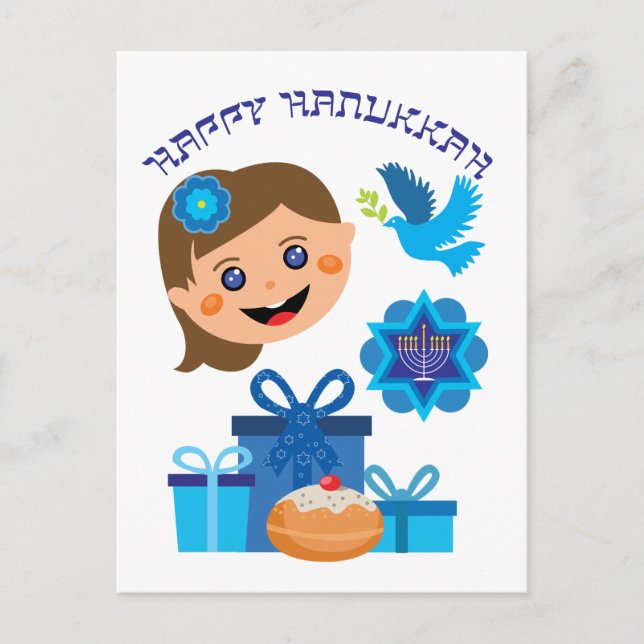🕎 Happy Hanukkah customizable texts Postcard (Front)