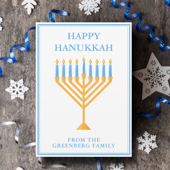 Happy Hanukkah Cute Customizable Menorah Holiday Card (Creator Uploaded)