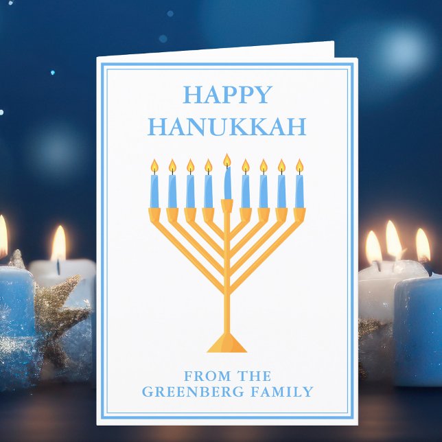 Happy Hanukkah Cute Customizable Menorah Holiday Card (Creator Uploaded)
