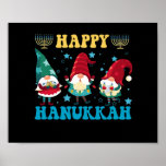 Happy Hanukkah Cute Jewish Magical  Gnomes Gift Poster<br><div class="desc">funny, hanukkah, gnomes, jewish, gift, birthday, menorah, religion, jew, magical</div>