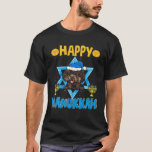 Happy Hanukkah Cute Poodle Dog Menorah Jewish Prou T-Shirt<br><div class="desc">This Happy Hanukkah outfit with Poodle Dog face wearing Hanukkah hat, Menorah art is great idea for Jewish friends or family members, team, group who love reading of Scripture, potato pancakes, Jewish culture, Menorah, Menorah coins, Hanukkah hat, Chanukah.This Funny Poodle Dog Lover Menorah Hanukkah Costume make perfect for dad, mom,...</div>