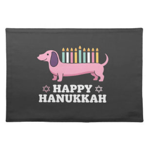 Happy Hanukkah Dachshund Dog Cloth Placemat