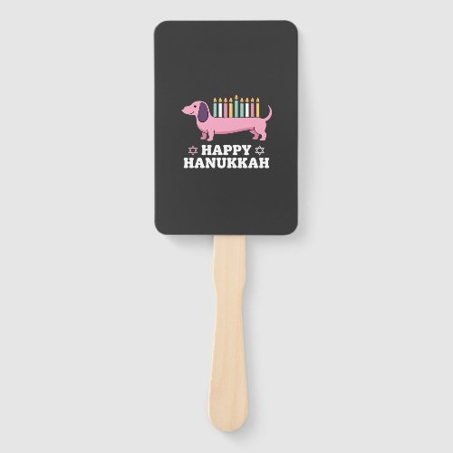 Happy Hanukkah Dachshund Dog Hand Fan