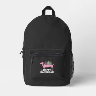 Happy Hanukkah Dachshund Dog Printed Backpack