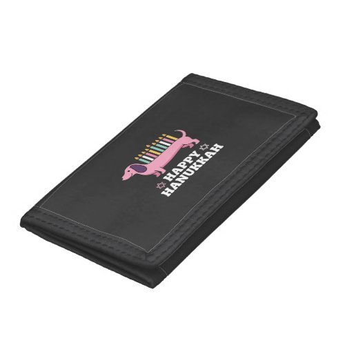Happy Hanukkah Dachshund Dog Trifold Wallet