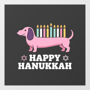 Happy Hanukkah Dachshund Dog Window Cling