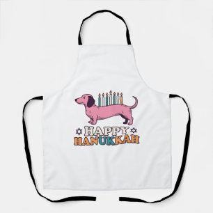 Happy Hanukkah Dachshund Menorah Dog Shirt Design_ Apron