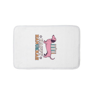 Happy Hanukkah Dachshund Menorah Dog Shirt Design_ Bath Mat