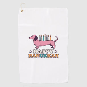 Happy Hanukkah Dachshund Menorah Dog Shirt Design_ Golf Towel
