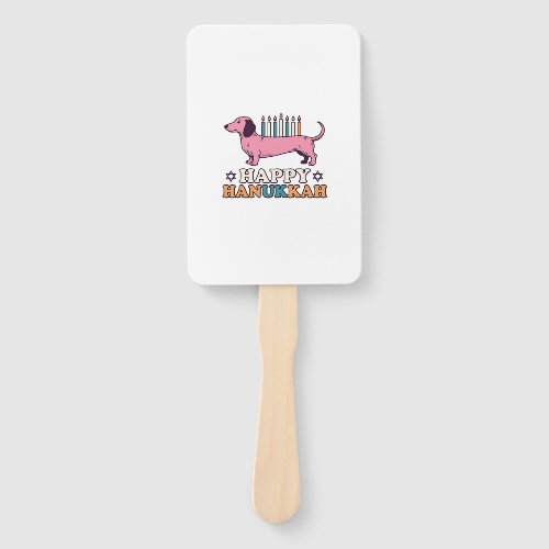 Happy Hanukkah Dachshund Menorah Dog Shirt Design_ Hand Fan