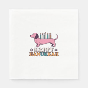 Happy Hanukkah Dachshund Menorah Dog Shirt Design_ Napkins