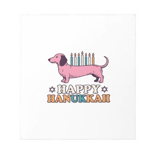 Happy Hanukkah Dachshund Menorah Dog Shirt Design_ Notepad