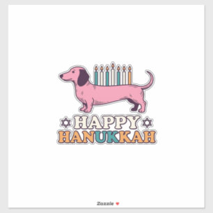 Happy Hanukkah Dachshund Menorah Dog Shirt Design_ Sticker